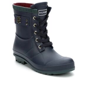 TOMMY HILFIGER Woman’s Toniee Navy Waterproof Snow Rain Boots Size 10